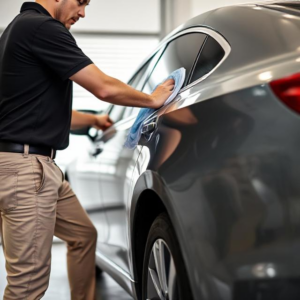 Car detailing in Waco – person applying wax for a shiny, protected finish.